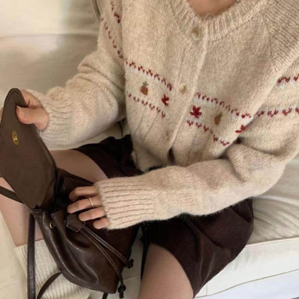 Articulata 여성 자수 가디건 베이지