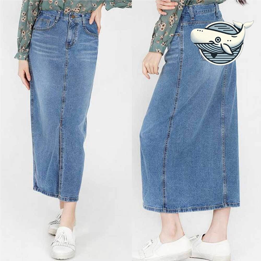 데일리 데님 롱스커트 앞트임 청치마 여성