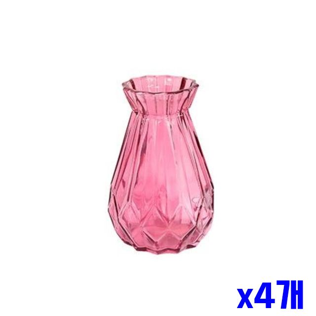 유리 꽃병 x4개 인테리어소품 소 인테리어 화병 핑크