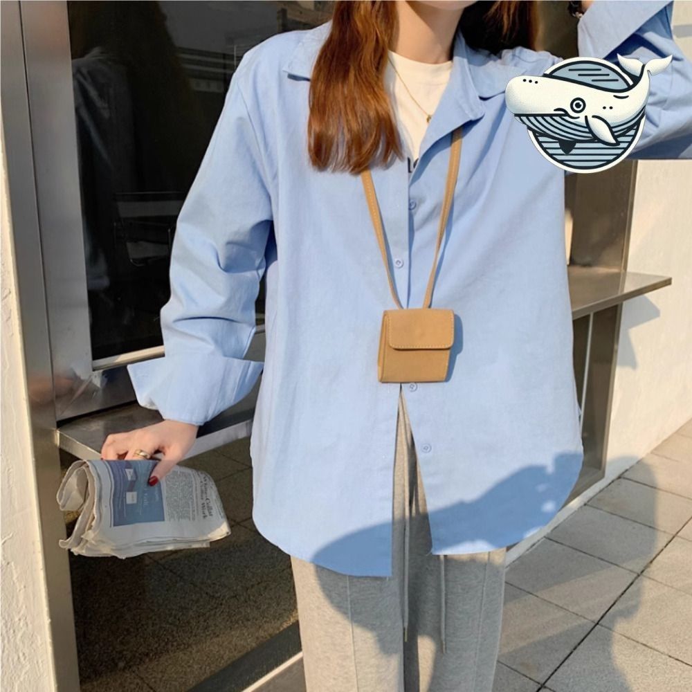캐주얼 루즈핏 블루 셔츠 일상 데일리 스타일
