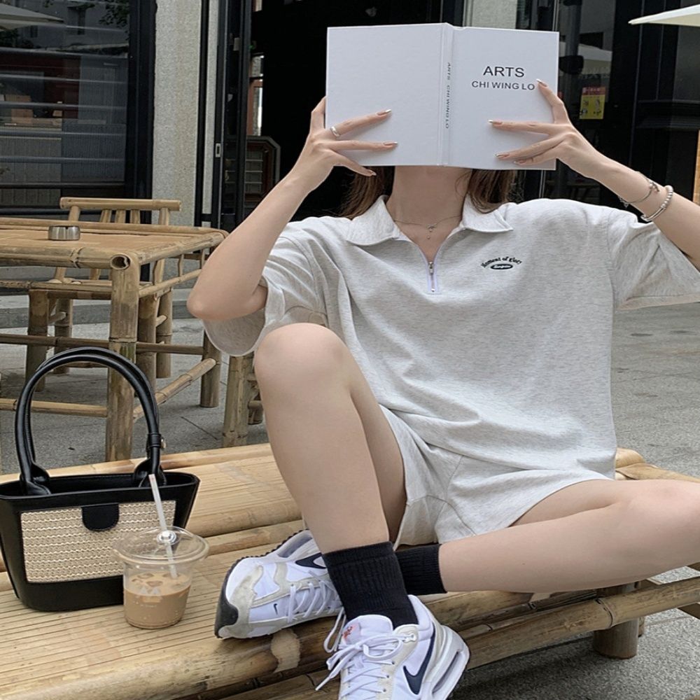 여자 반집업 반팔 카라티 반바지 트레이닝복 상하의