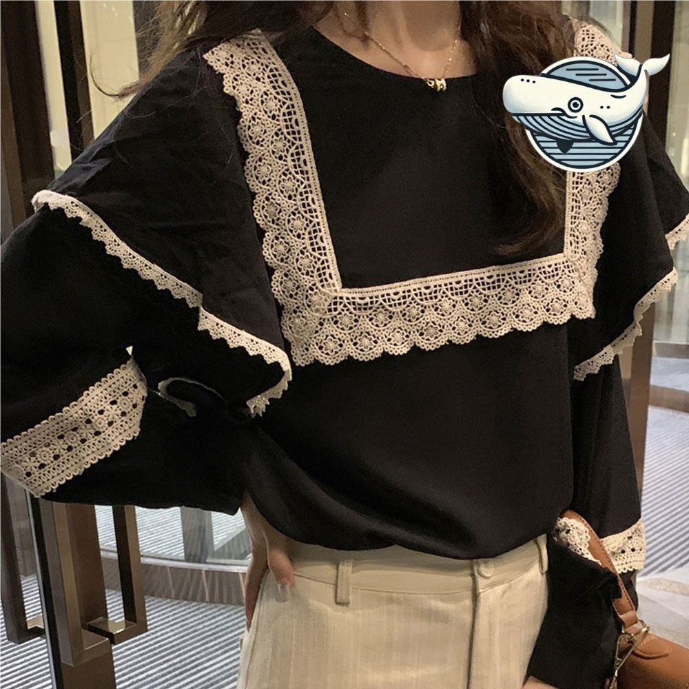 프릴 레이스 블라우스 여성 패션 데일리 스타일