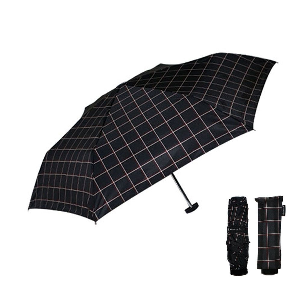 아이티알,NE 3단 심플 블랙 플렛 체크 폰지 우산 수동 편한 예쁜