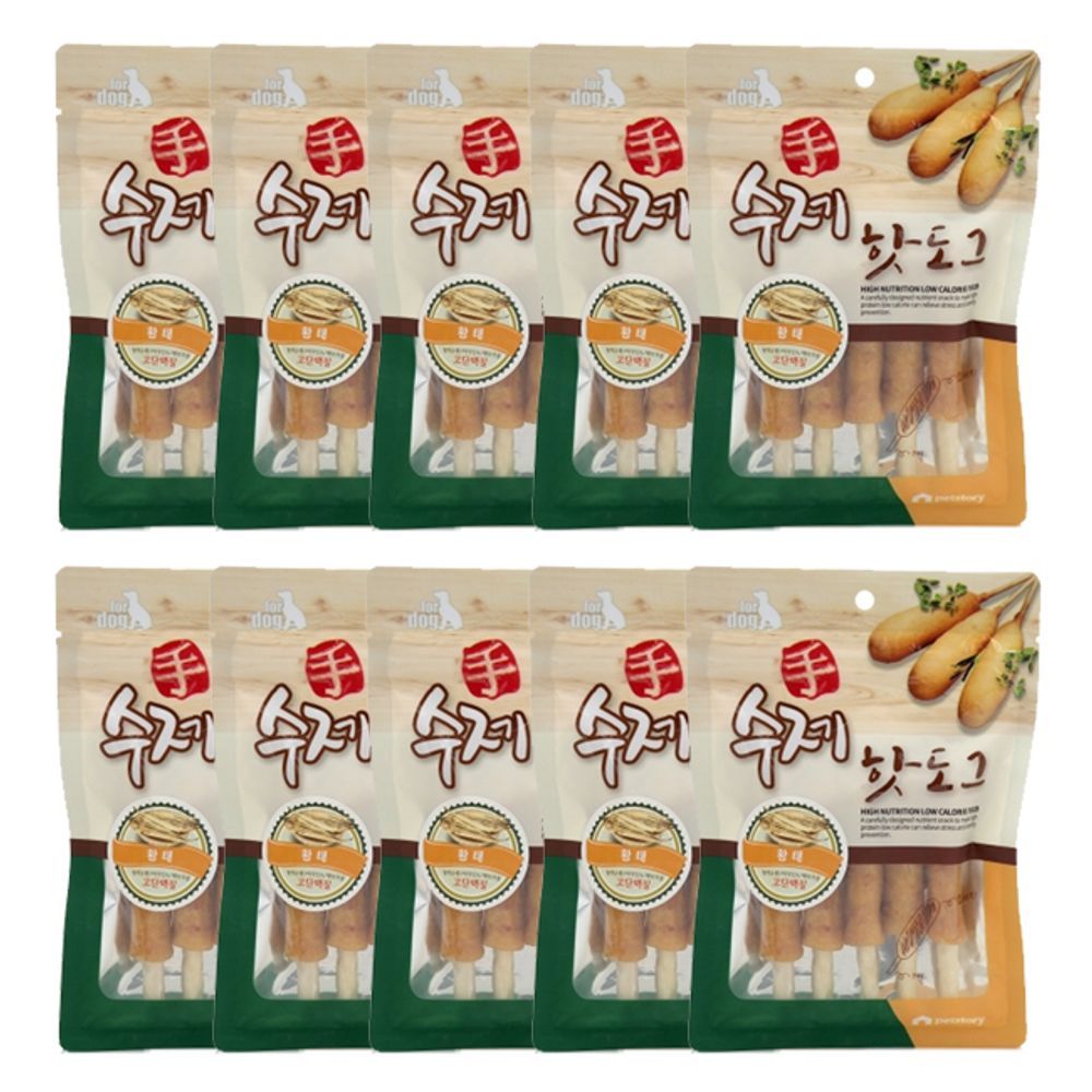 강아지 핫도그 수제 일상 황태 100g 10P 애견 개껌 간