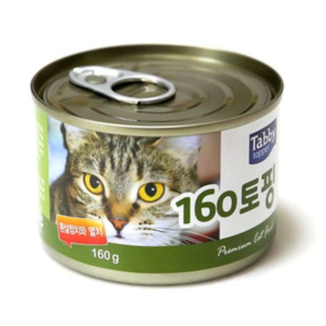 테비 160토핑 흰살참치와 멸치160g 24개 고양이간식