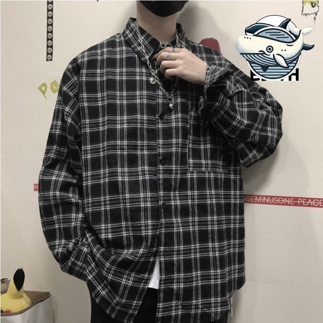 가벼운 오버핏 체크남방 남성 여름 데일리룩