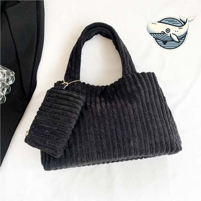 코듀로이 여성 숄더백 세련된 파우치 장식