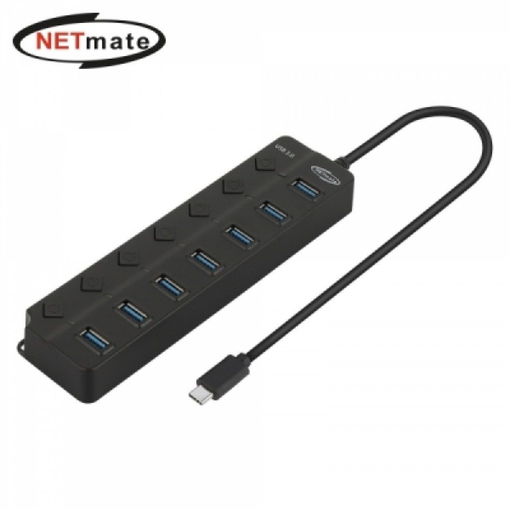 넷메이트 NMJSUBC305 USB3.0 Type C 7포트 허브 블랙