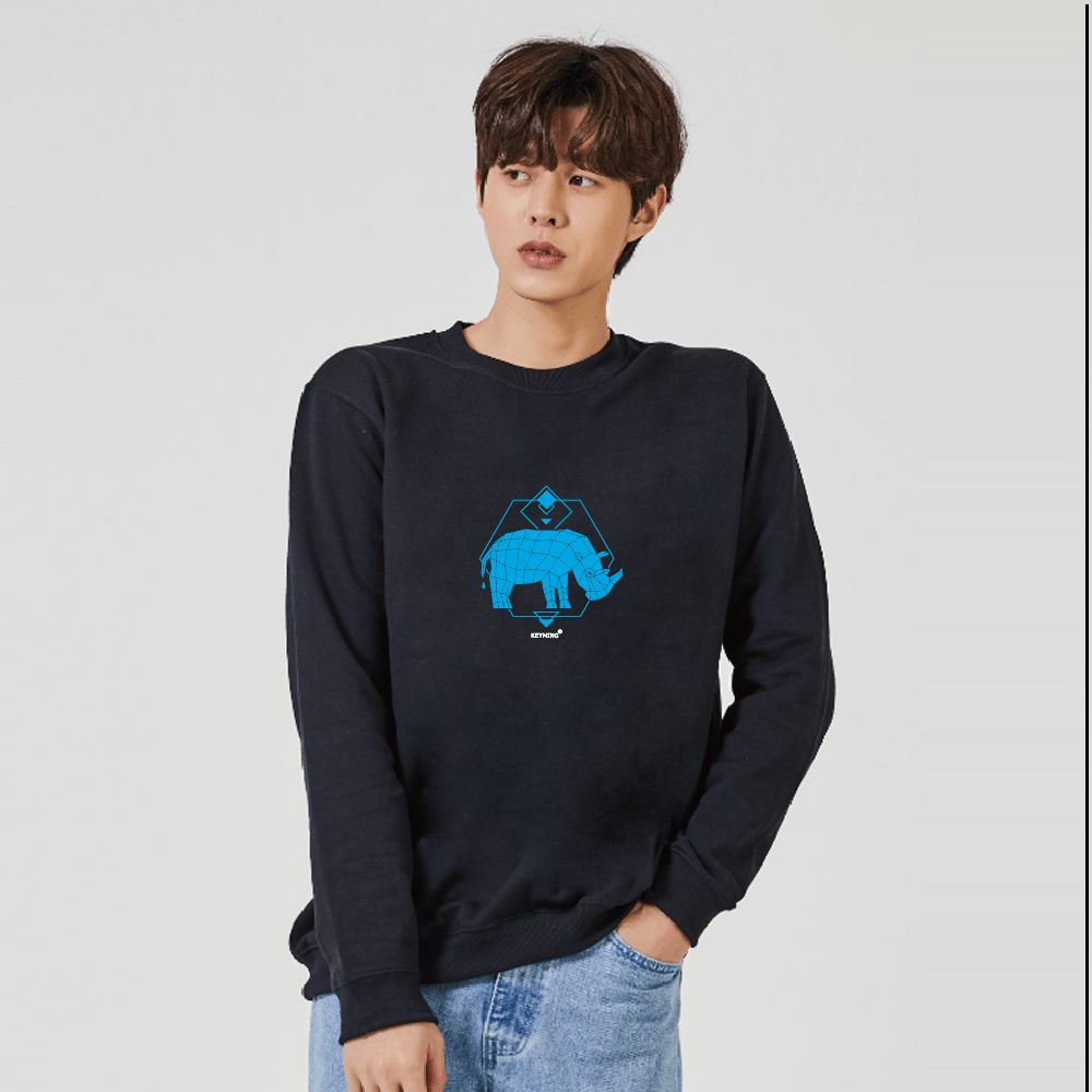 키밍 코뿔소 맨투맨 후드티 그래픽