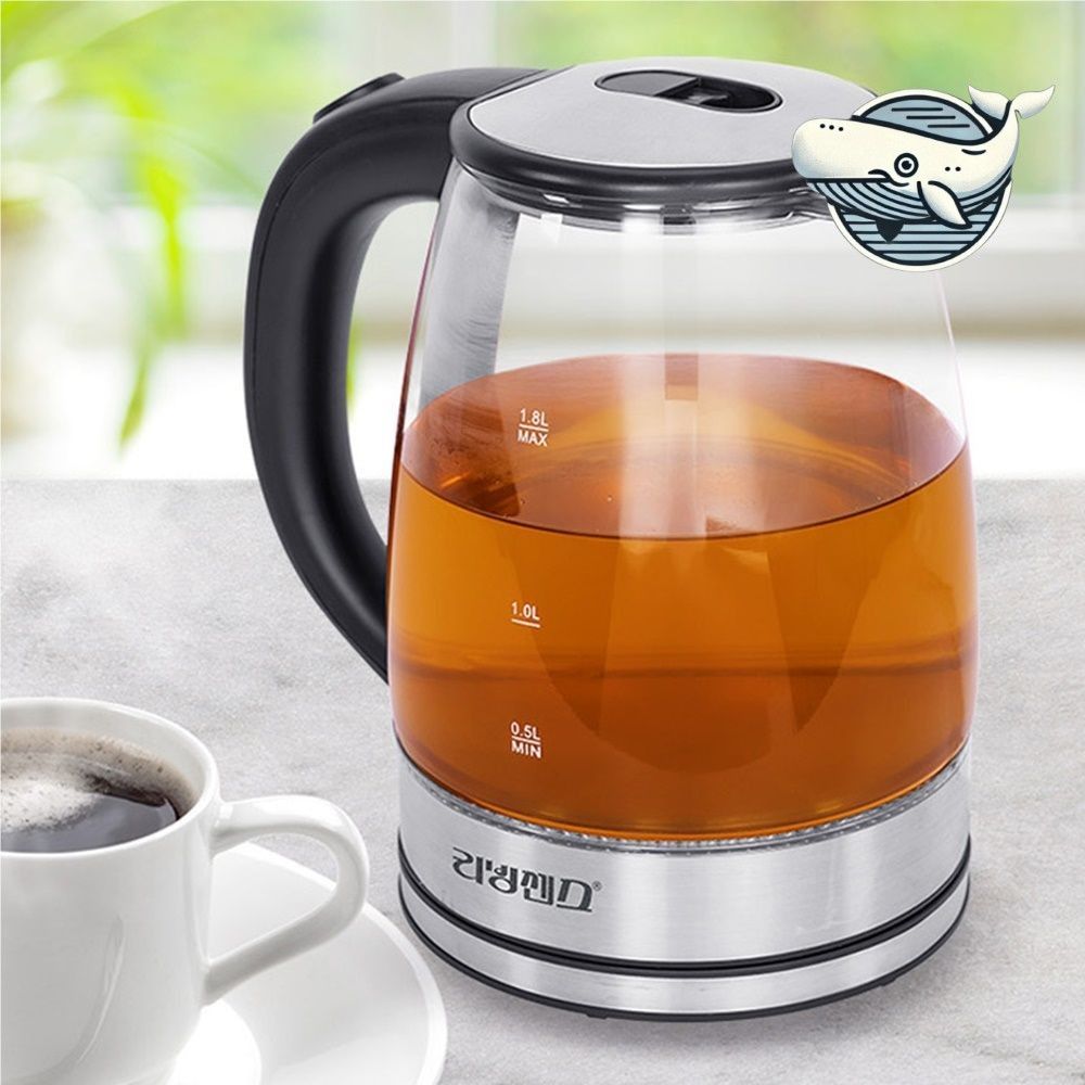 스타일리시 블랙 유리 전기포트 1.8L 무선