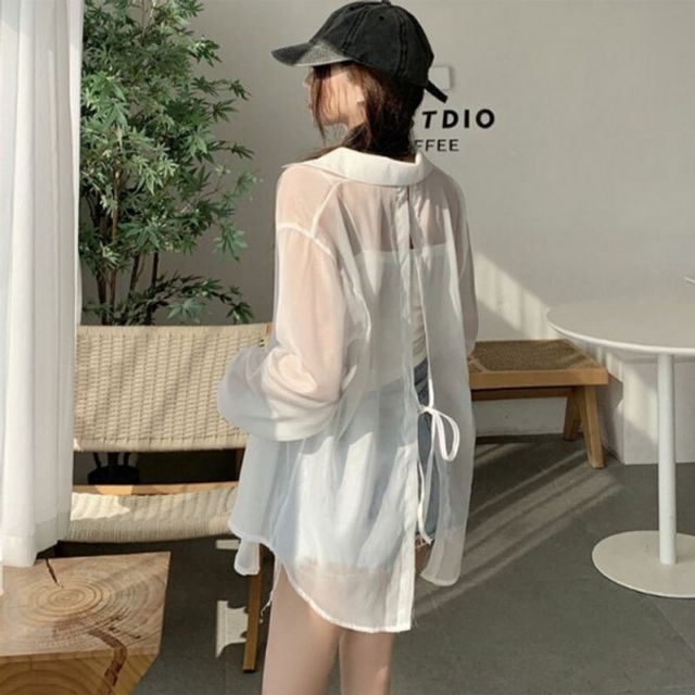 시스루블라우스 시스루셔츠 오버핏셔츠 기본 나시코디