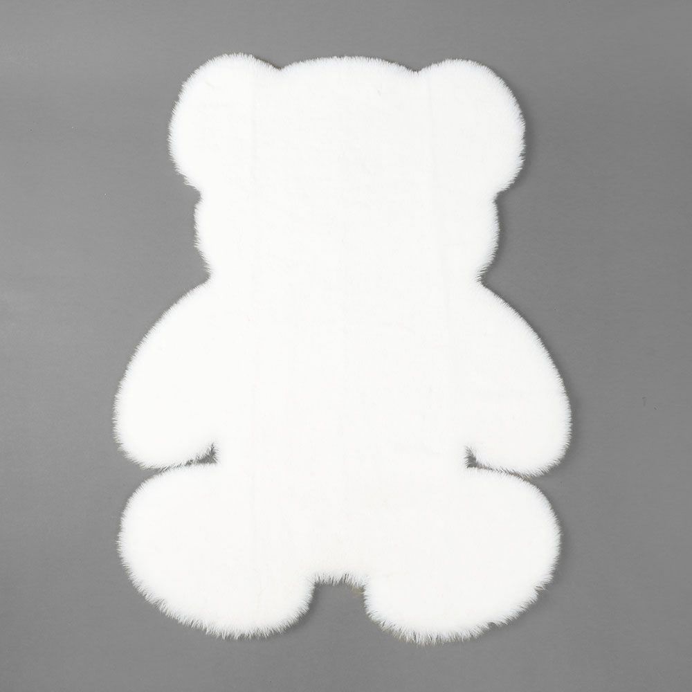 리크플 침실카페트 러그 장모 곰돌이 흰색 60x80cm