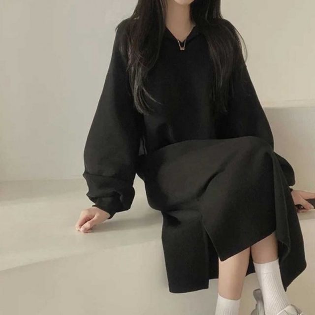 가을 여자 봄 박시 롱 무지 원피스 빅사이즈 데일리