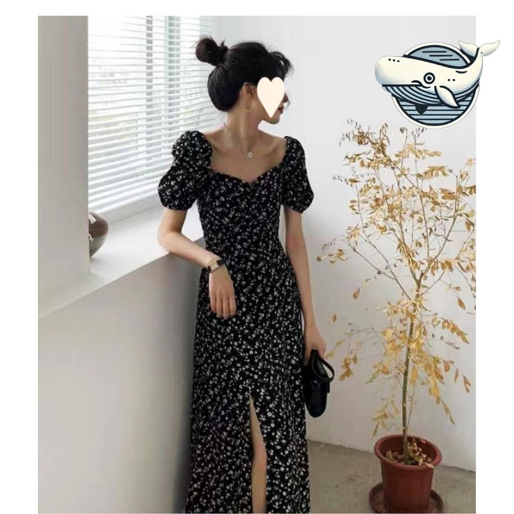 플라워 패턴 롱원피스 여름 나들이 슬리브 트임