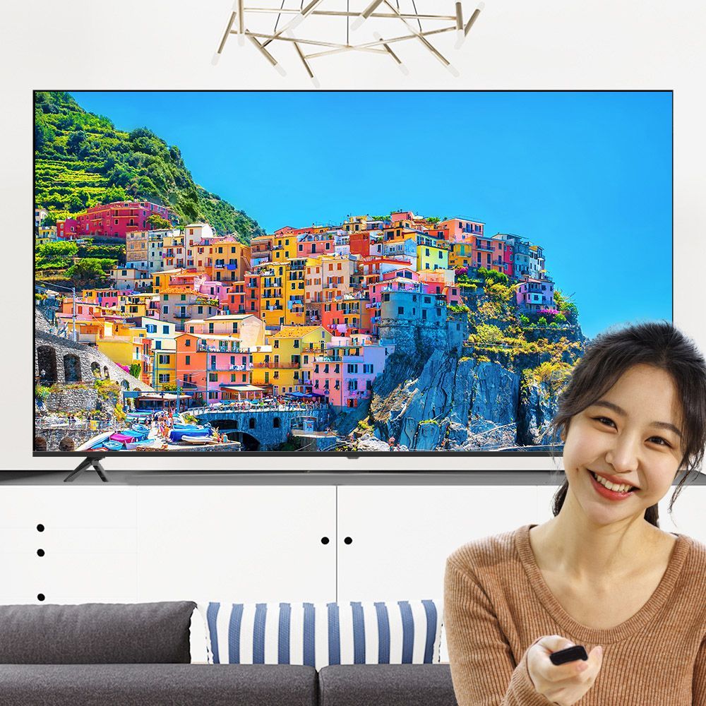 리크플 75형 TV UHD 제로베젤 스탠드형 방문설치