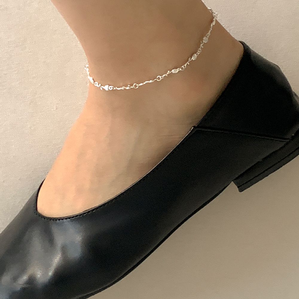 (925 Silver) Flower anklet L 19