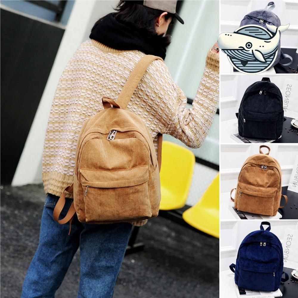 여성용 코듀로이 백팩 유니크 데일리 가방