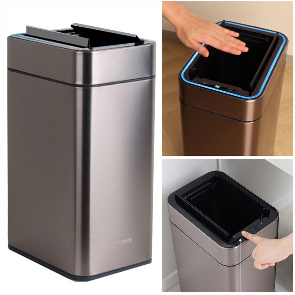 키친아트 자동열림 스마트 센서휴지통 20L 쓰레기통 자동센서 뚜껑자동열림 거리감지센서 냄새차단
