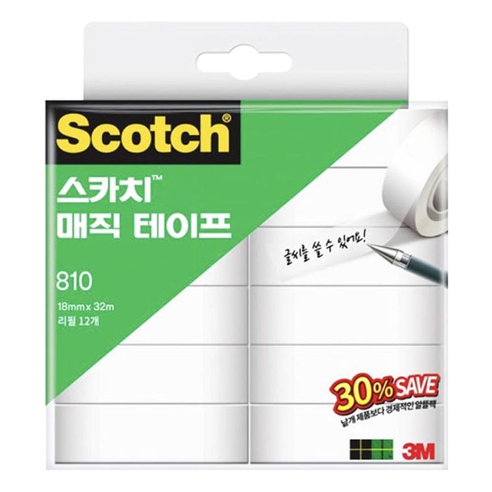 3M 스카치 매직테이프 12P 사무용 필기구 18mmx32M