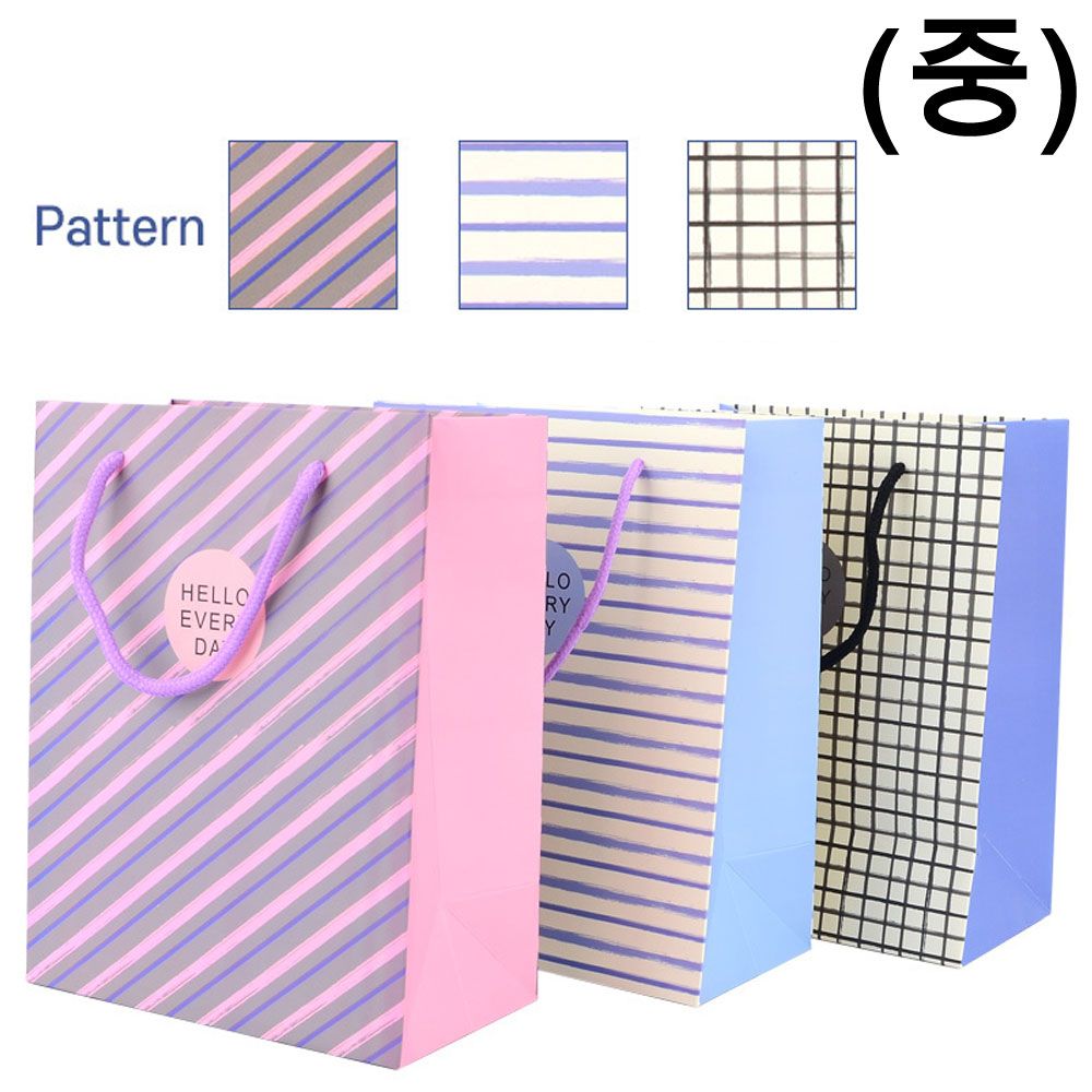 아이티알,NE 체크 쇼핑백 패턴 종이가방 디자인 선물백(중) X10개