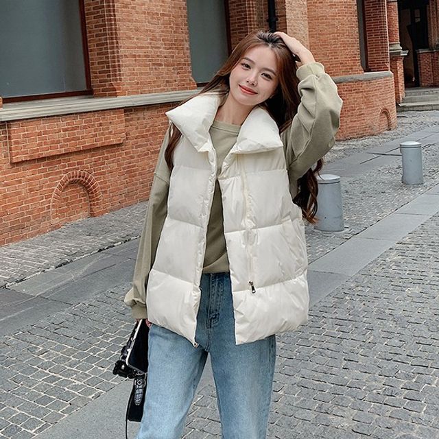 캐주얼 아우터 누빔 셀러허브 스트링 여성 밑단