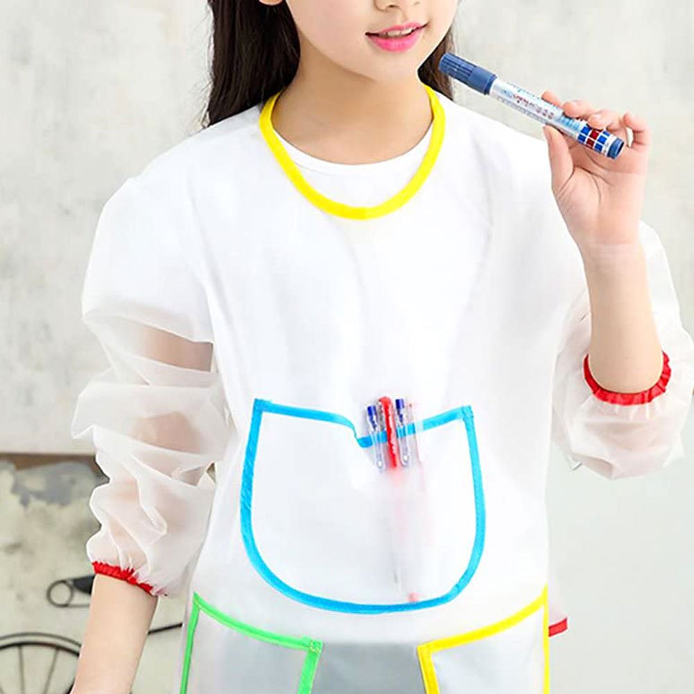 긴소매 투명 미술 가운 앞치마 아동 방수 유아용 어린