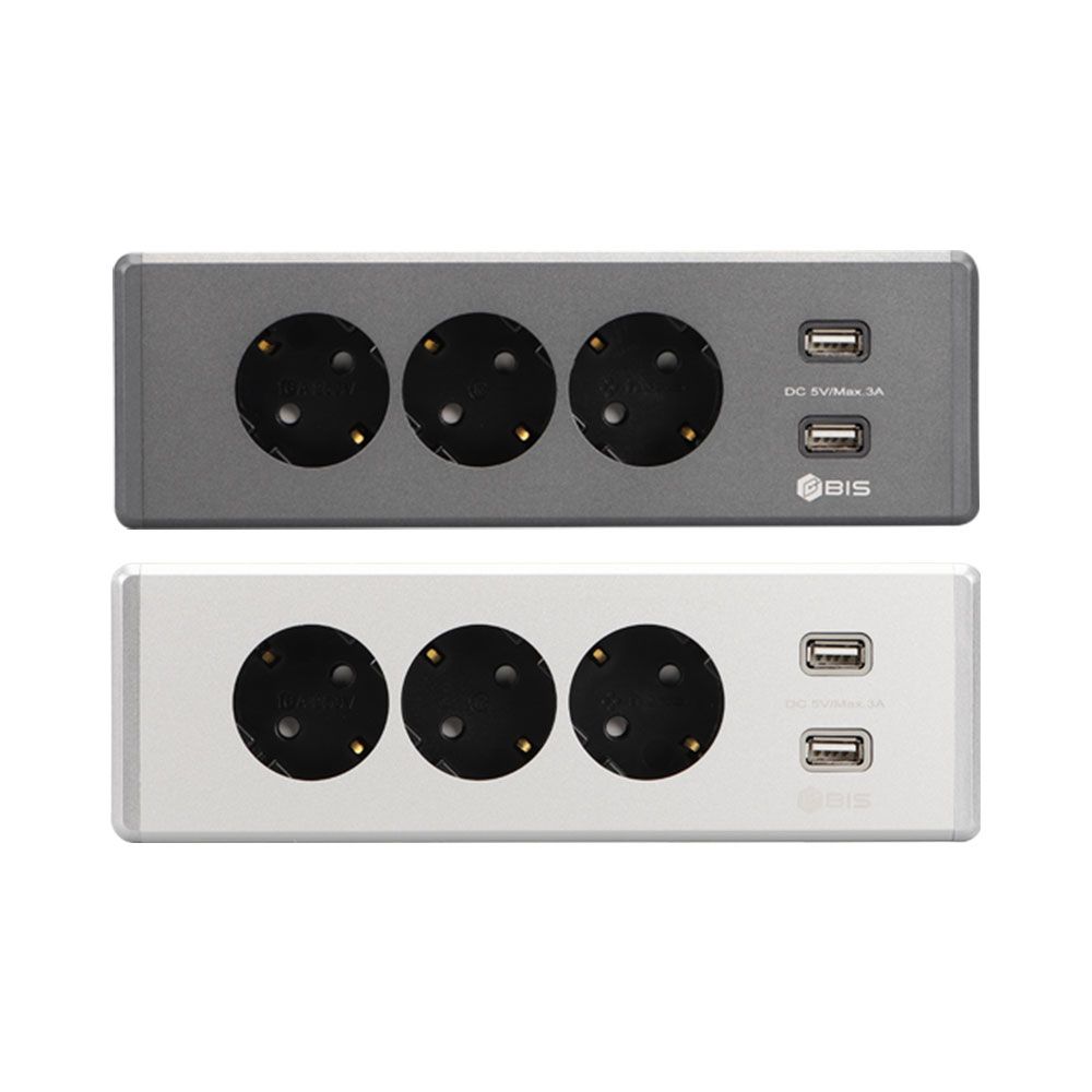고정 매입형 3구 콘센트 가구 매립 전기 콘센트 USB