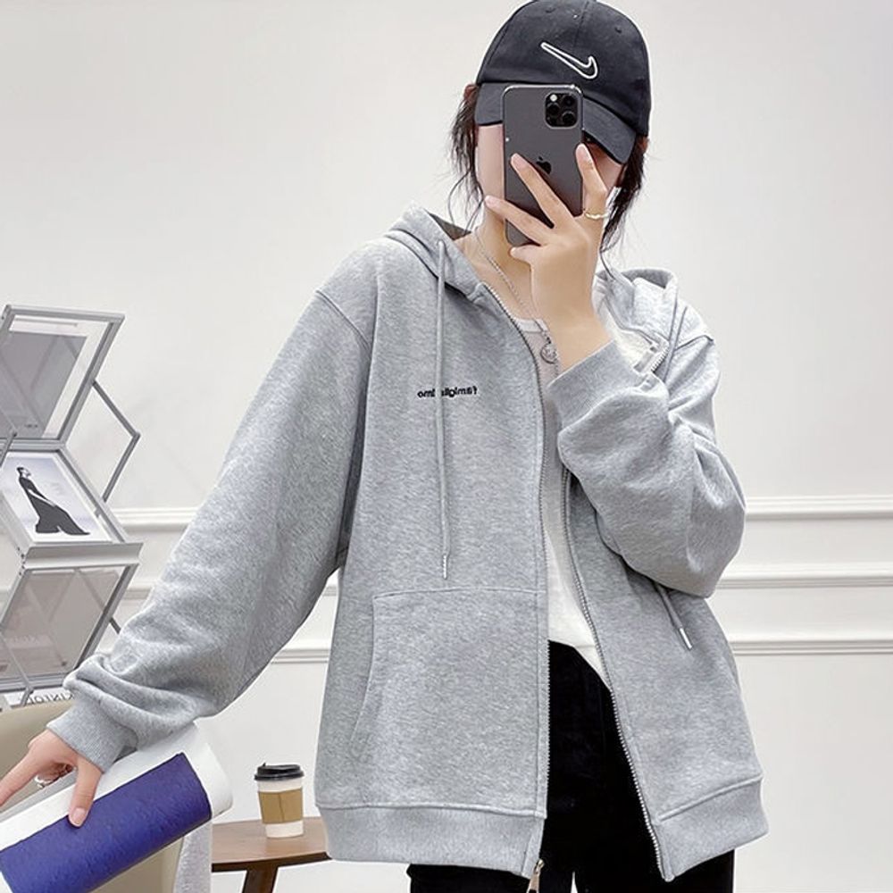 후드집업 후드자켓 하니스 여자 그레이 무지 후