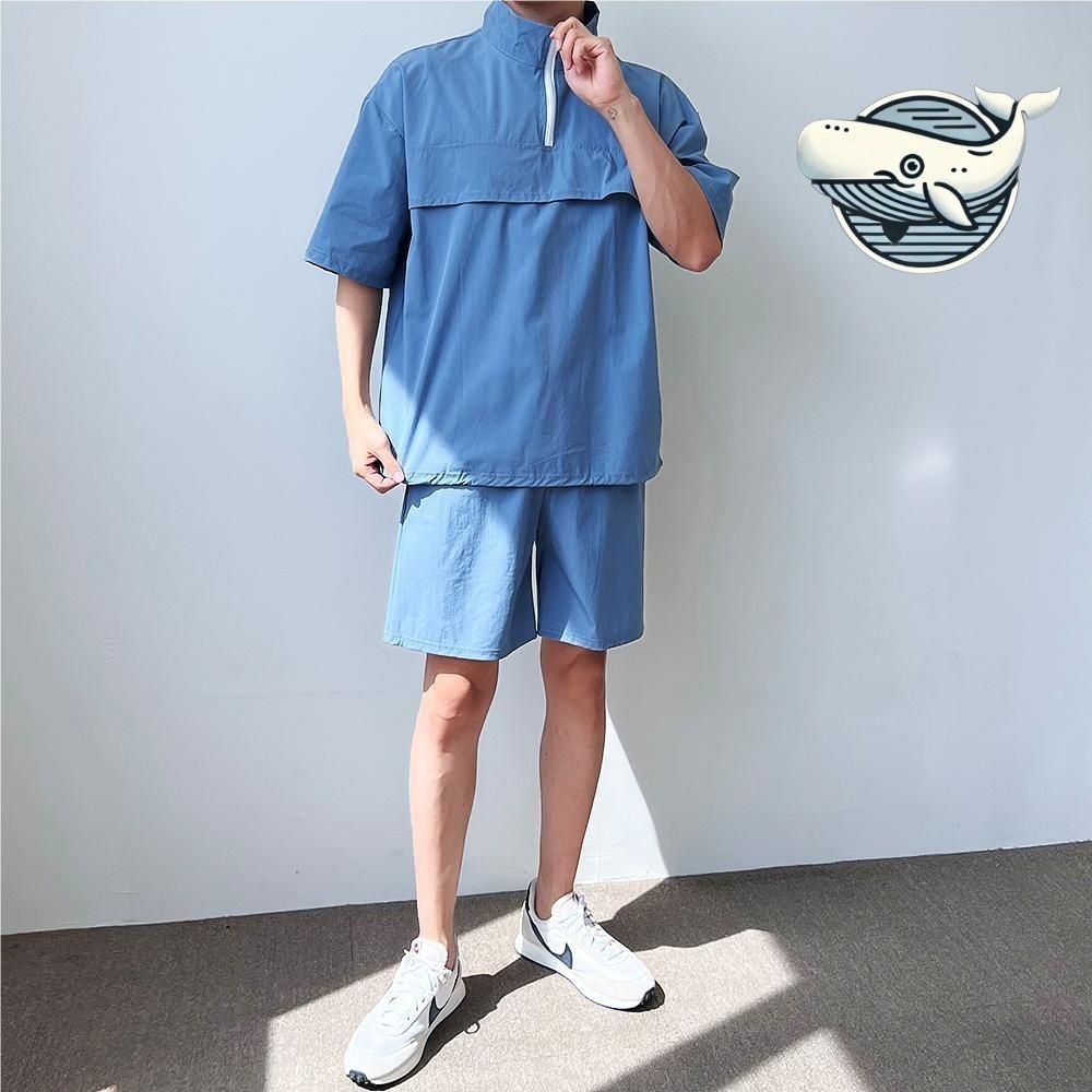 여름 캐주얼 반팔 아노락 남자 반바지