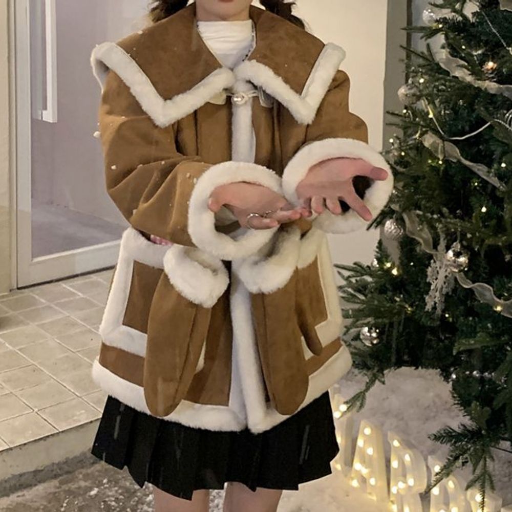 무스탕.인조무스탕 귀여운 데이트코디 러블리룩