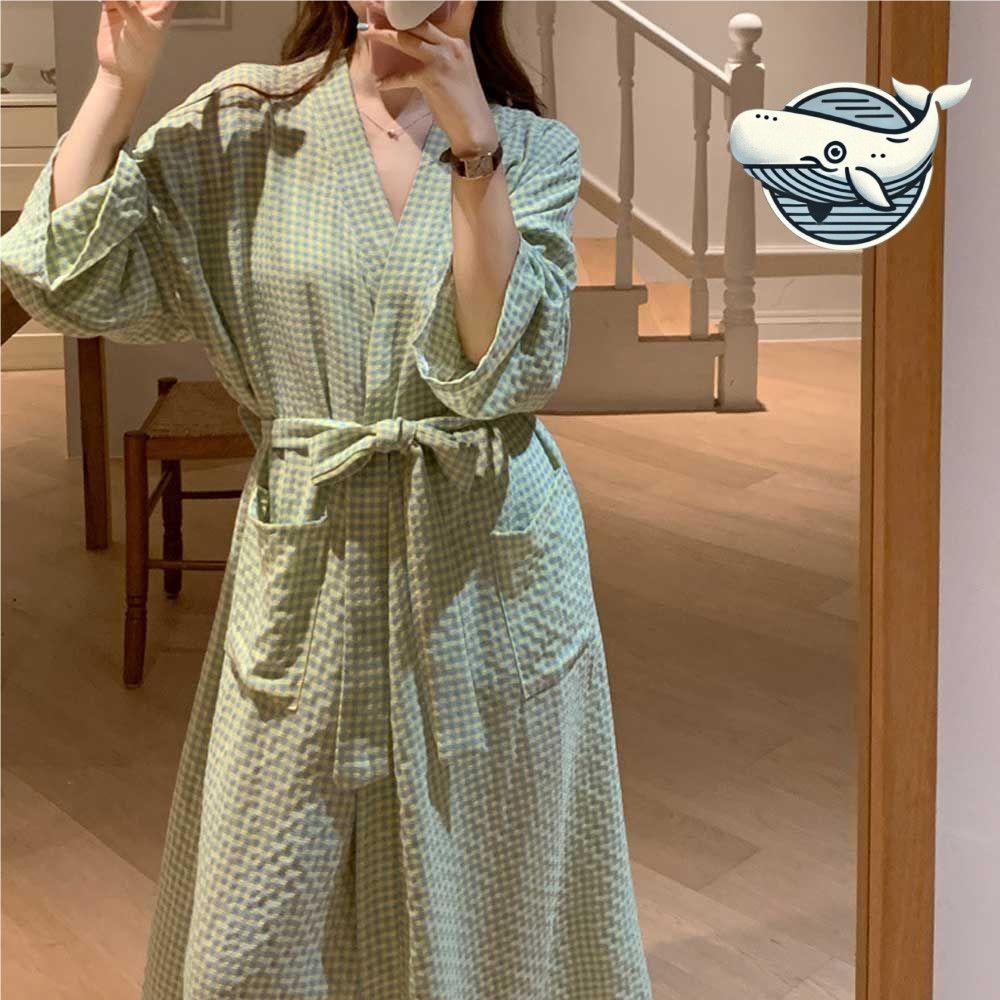 체크패턴 루즈핏 로브 양포켓 편안한 홈웨어