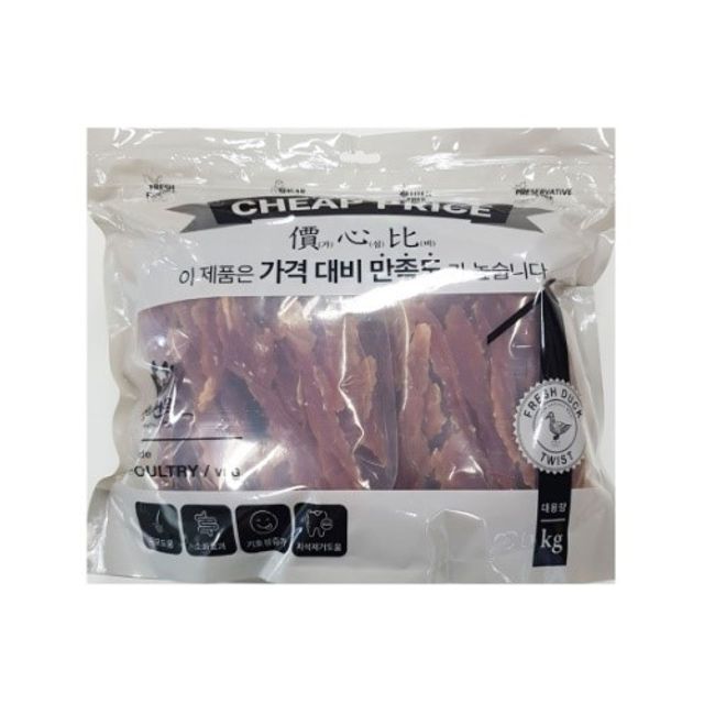 대용량 강아지 육포 영양 간식 오리 트위스트 1kg