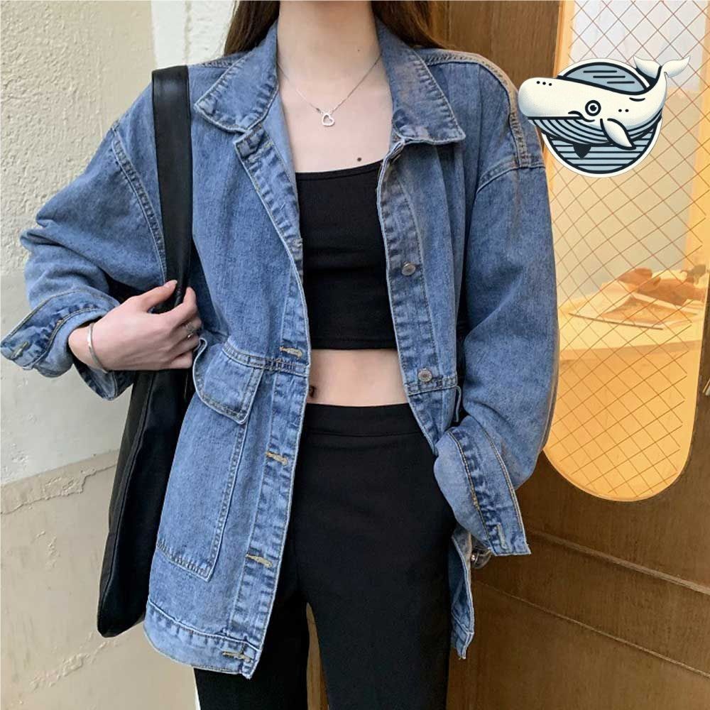 여성 오버핏 데님 자켓 긴팔 스타일 데일리