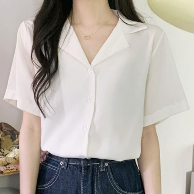 반팔 여자 블라우스 기본 여성 데이 남방 셔츠 기본