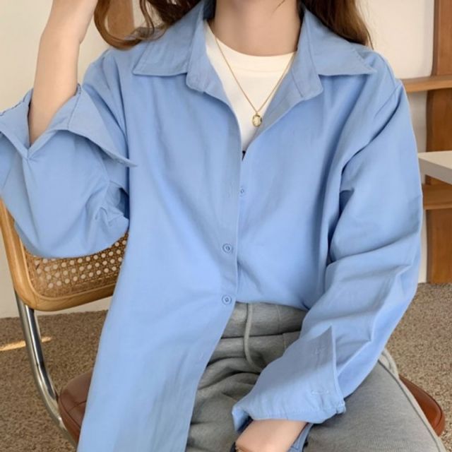 루즈핏 긴팔 여성 기본 셔츠 데이 한여름 간절기 데일