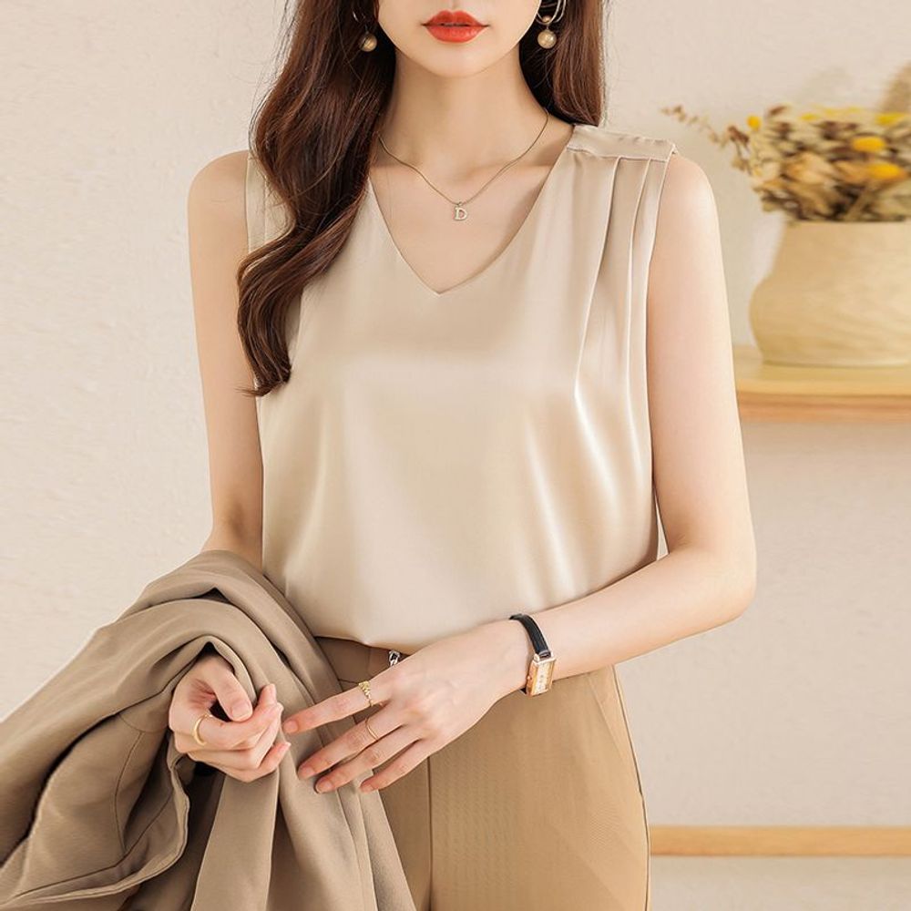 실크블라우스 여자민소매나시 나시 민소매 여성나