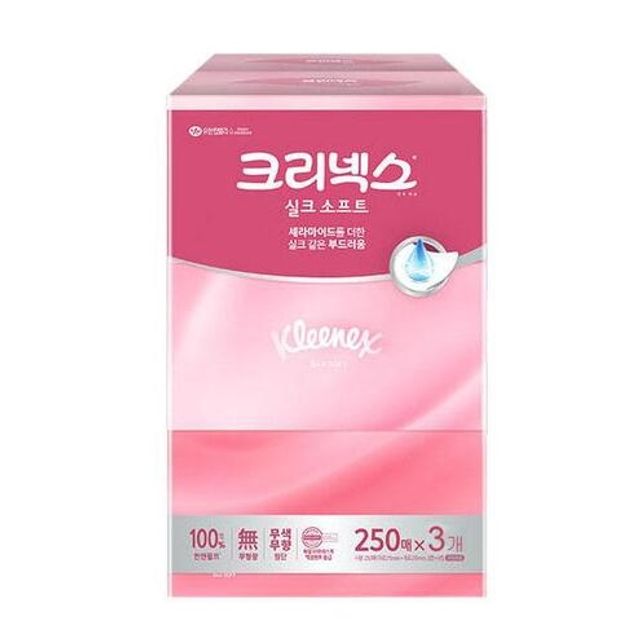 크리넥스 부드러운 각티슈 실크소프트 250매 3입