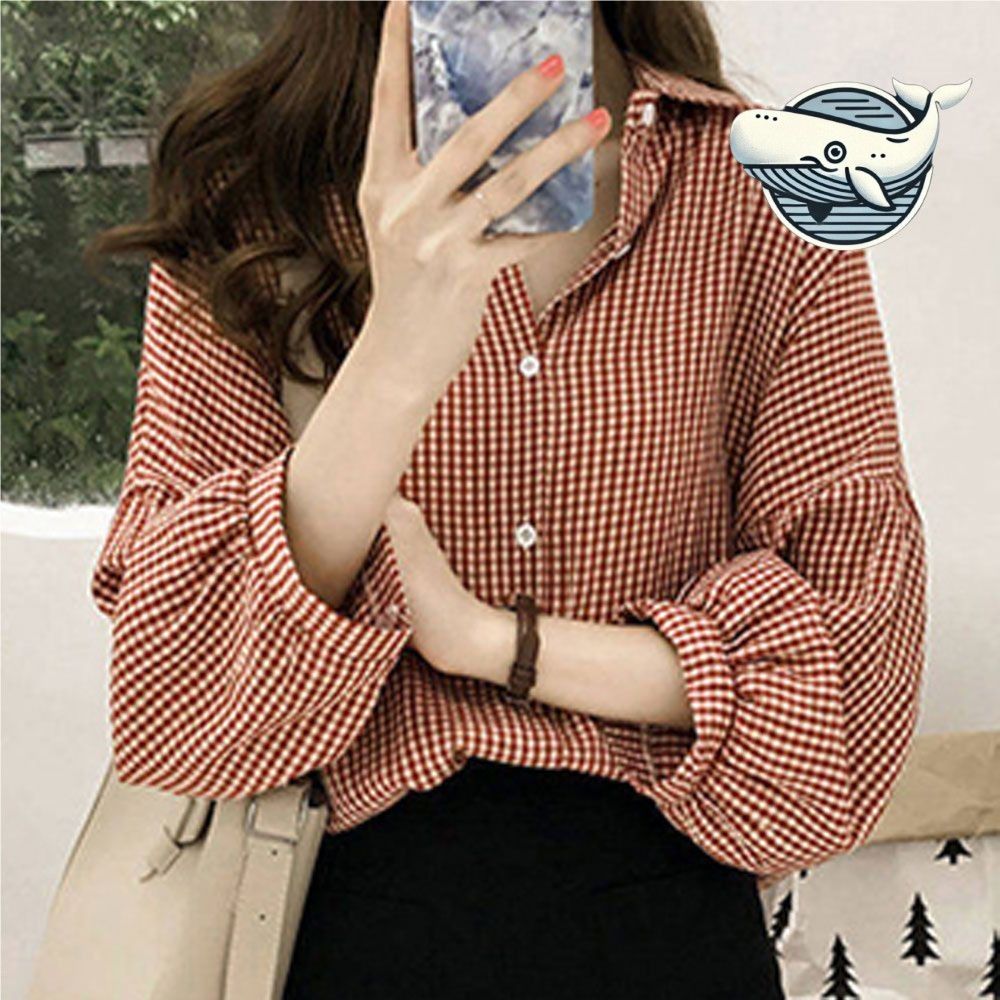 편안한 체크무늬 셔츠 여성용 가오리핏 데일리