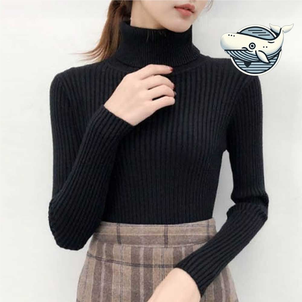 도톰한 슬림핏 터틀넥 티셔츠 따뜻한 골지