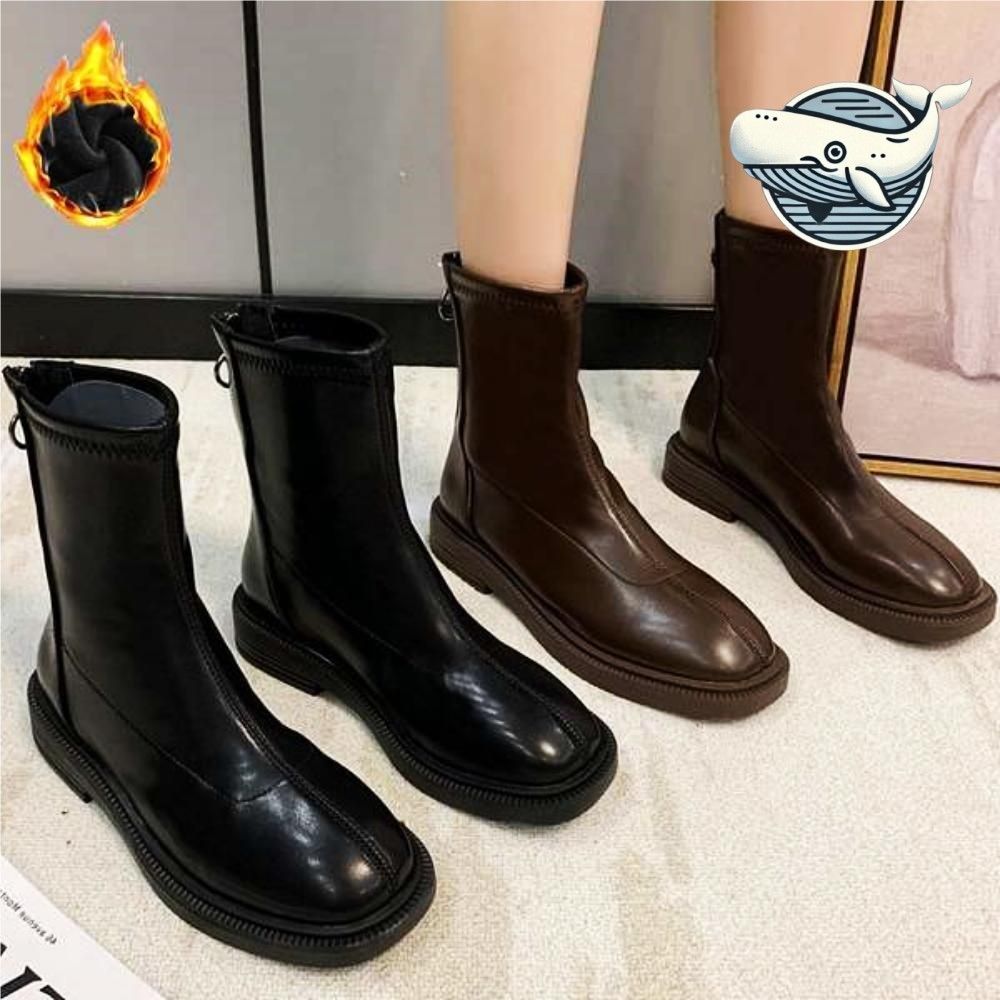 겨울 따뜻한 가죽 미들부츠 세련된 캐주얼