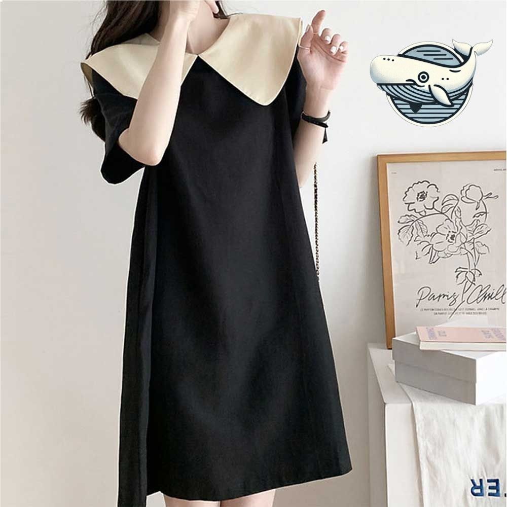 세련된 배색카라 원피스 데일리 하객룩 패셔너블