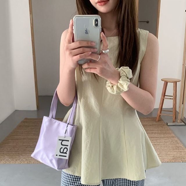 여성 민소매 플레어 나시 블라우스 곱창 헤어밴드세트