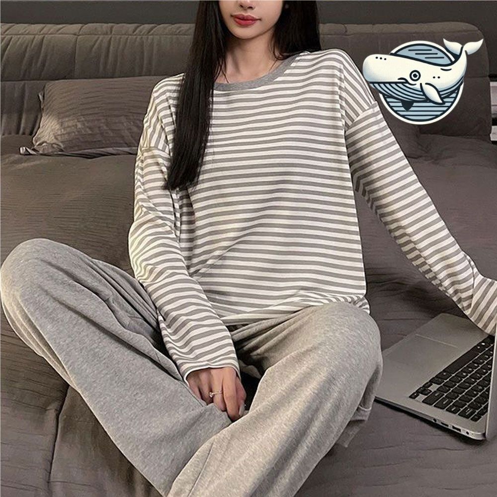 부드러운 스트라이프 홈웨어 커플 잠옷 파자마