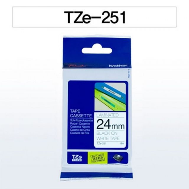 브라더테이프카트리지(TZe-251 24mm 흰색 흑문자)