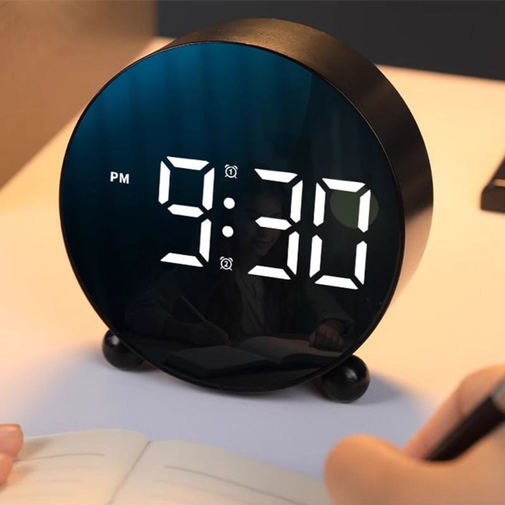 디지털 탁상 알람시계 온도시계 인테리어 원형시계 자명종