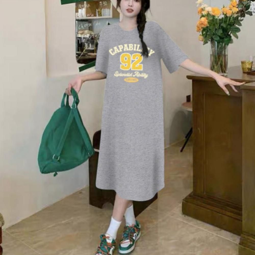 여성 여름 오버핏 프린팅 반팔 원피스 1P 데일리룩