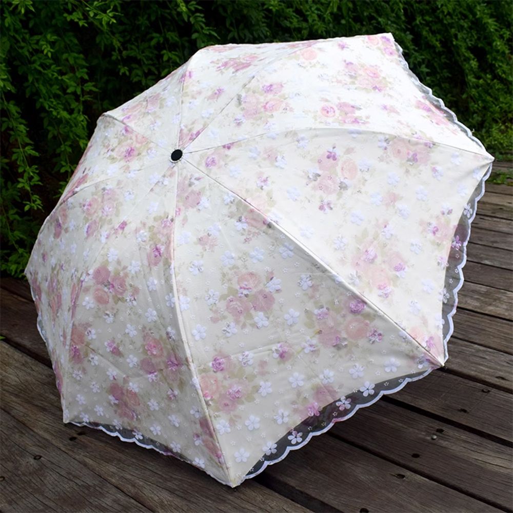 레이스 장미 로즈 꽃무늬 UV 선블럭 양산