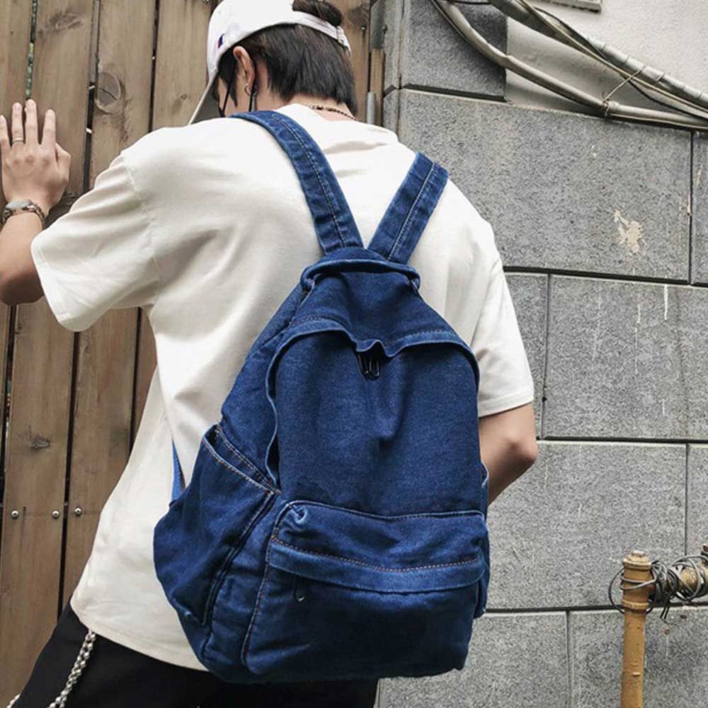 남자 대학생 캠퍼스 룩 데님 가방 백팩 엠티 코디