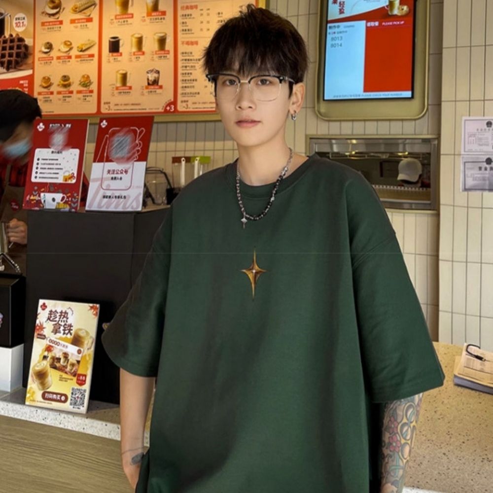 캐주얼룩 캠퍼스룩 플레인스타일 모던 면 반팔티셔츠