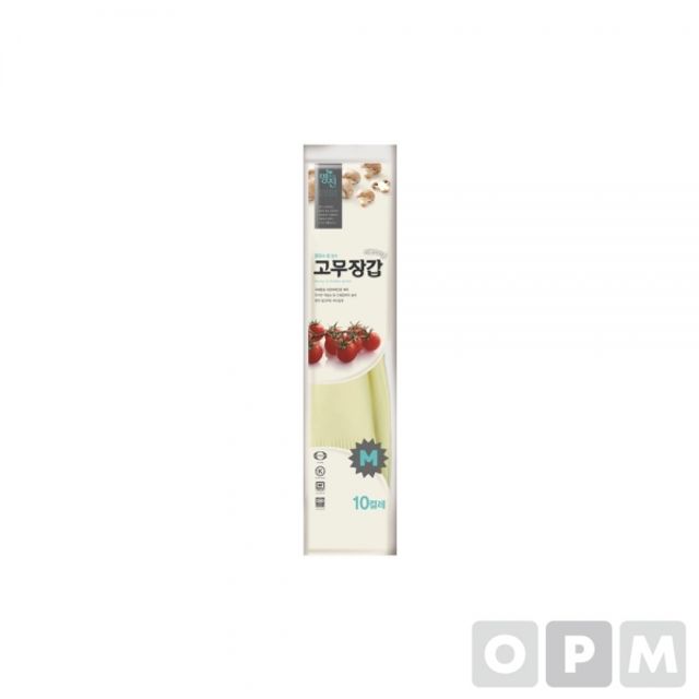 황토숯 고무장갑 중 210mmx370mm/아이보리 10EA